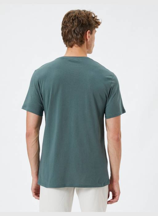تیشرت آستین کوتاه اسلیم فیت مردانه کوتون سبز مدل 5991