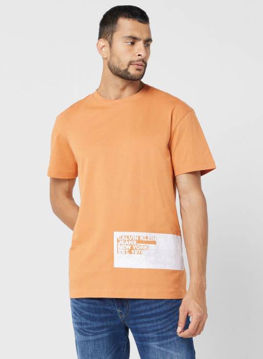 تیشرت جین مردانه کلوین کلاین نارنجی مدل 6940