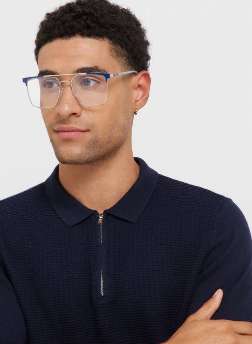 عینک آفتابی مردانه آبی نقره ای برند robert wood
