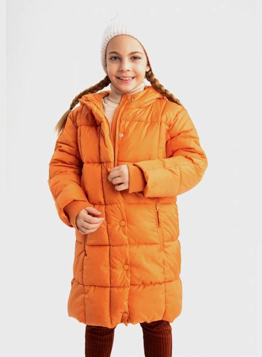 هودی سویشرت کاپشن بچه گانه دخترانه نارنجی برند defacto