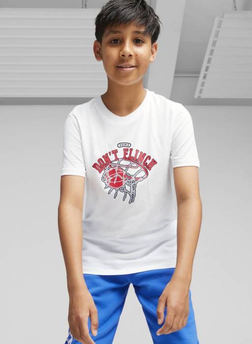 تیشرت شلوار ورزشی بسکتبال بچه گانه پسرانه پوما سفید مدل 0420