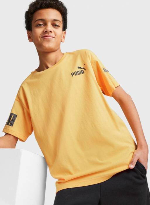 تیشرت شلوار ورزشی تابستانی بچه گانه پسرانه پوما زرد مدل 4110