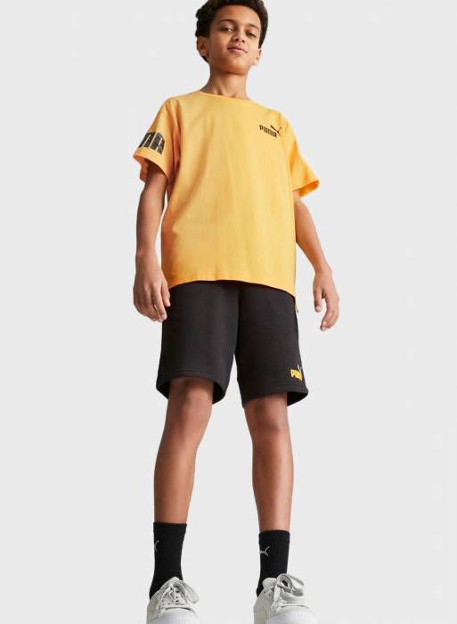 تیشرت شلوار ورزشی تابستانی بچه گانه پسرانه پوما زرد مدل 4110