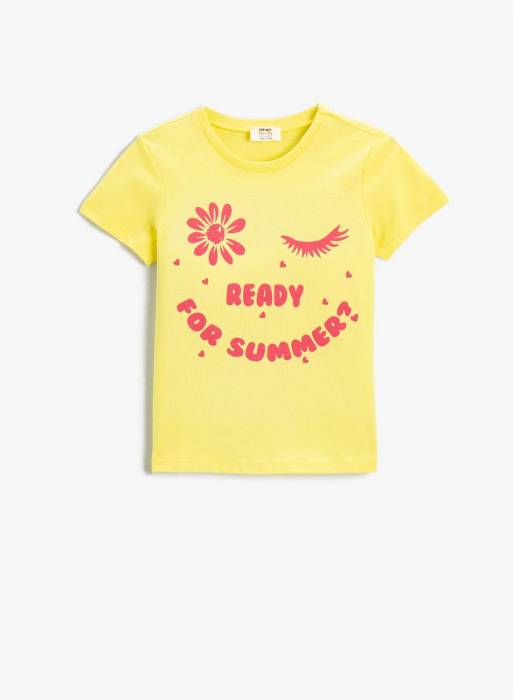 تیشرت آستین کوتاه شلوار تابستانی بچه گانه دخترانه کوتون زرد