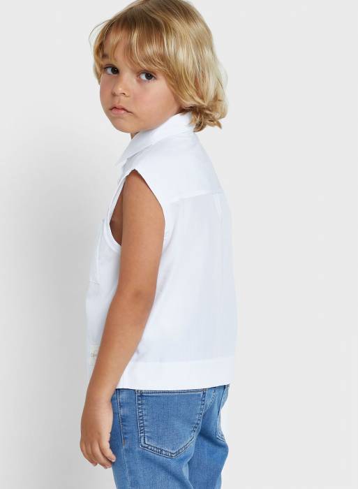 پیراهن تاپ جین بچه گانه پسرانه کلوین کلاین سفید مدل 3546