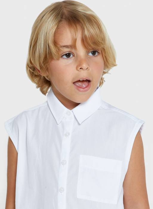پیراهن تاپ جین بچه گانه پسرانه کلوین کلاین سفید مدل 3546