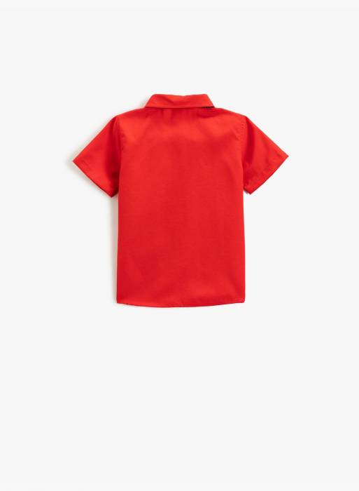 پیراهن آستین کوتاه بچه گانه پسرانه کوتون قرمز
