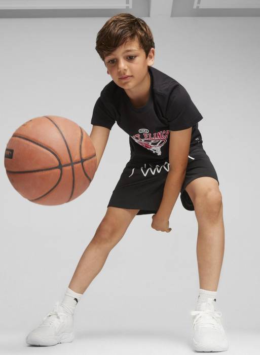 تیشرت شلوار ورزشی بسکتبال بچه گانه پسرانه پوما مشکی مدل 4501