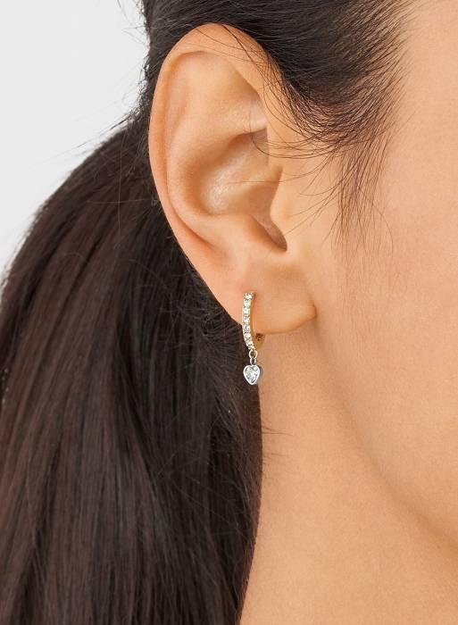 گوشواره زنانه فسیل نقره ای طلایی مدل 5092