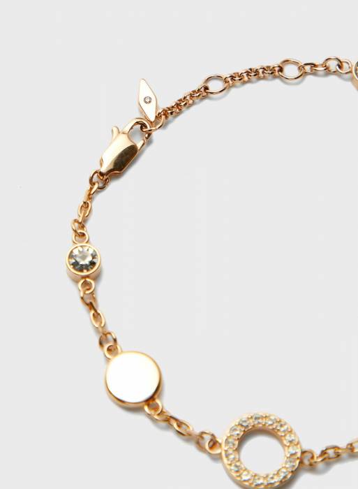 دستبند زنانه فسیل طلایی رز مدل 7643