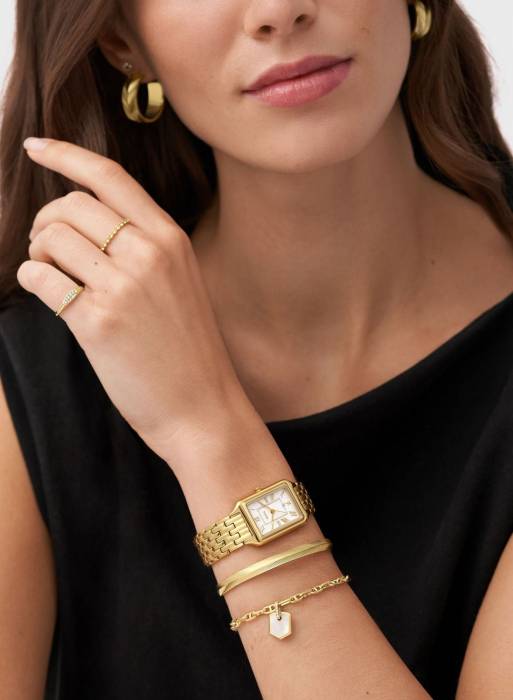 دستبند زنانه فسیل طلایی مدل 8759