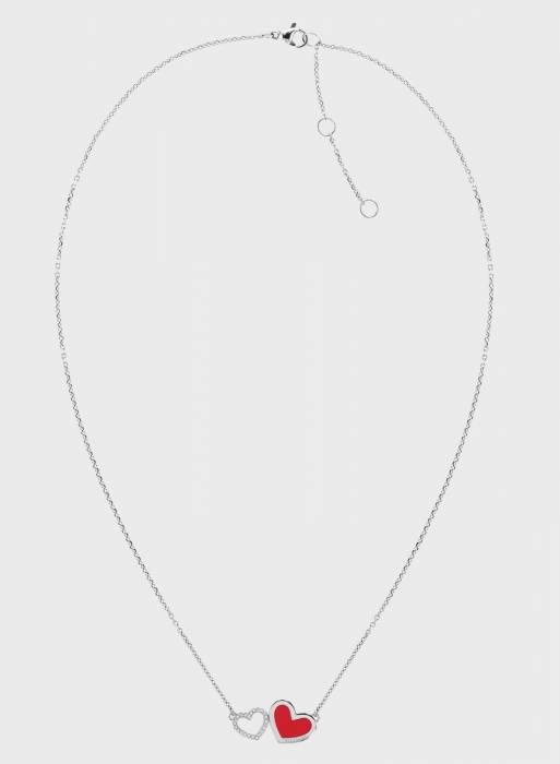 گردنبند زنانه تامی هیلفیگر قرمز نقره ای مدل 1359