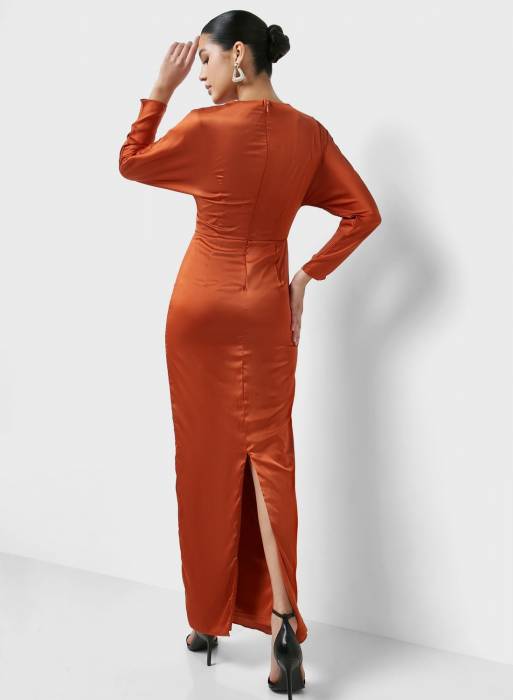 لباس شب مجلسی نارنجی برند tfnc