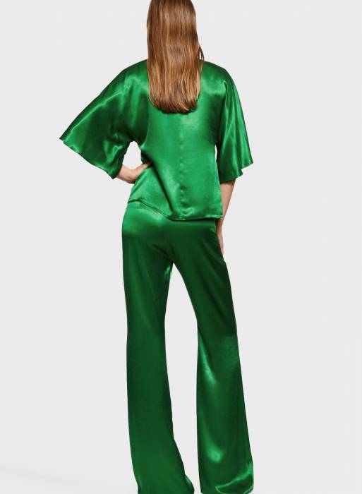 شلوار پارچه ای زنانه مانگو سبز مدل 2341