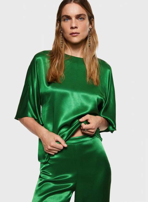 شلوار پارچه ای زنانه مانگو سبز مدل 2341