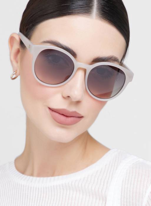 عینک آفتابی زنانه طوسی خاکستری برند le specs