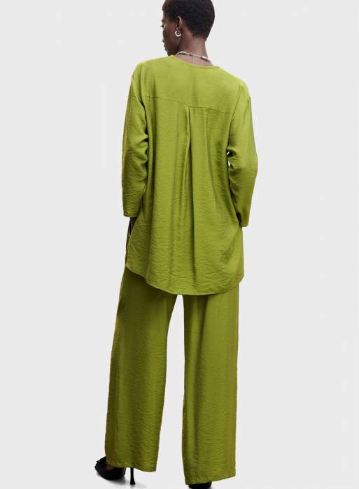 شلوار پارچه ای زنانه مانگو سبز مدل 7563