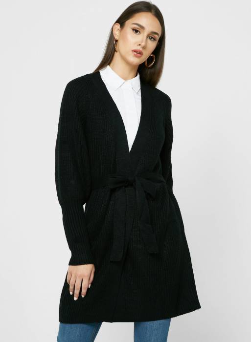 ژاکت بلند زنانه مشکی برند ella مدل 8050
