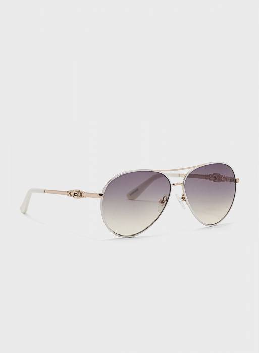 عینک آفتابی زنانه گس سفید طلایی مدل 8994