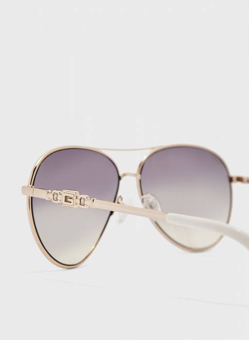 عینک آفتابی زنانه گس سفید طلایی مدل 8994