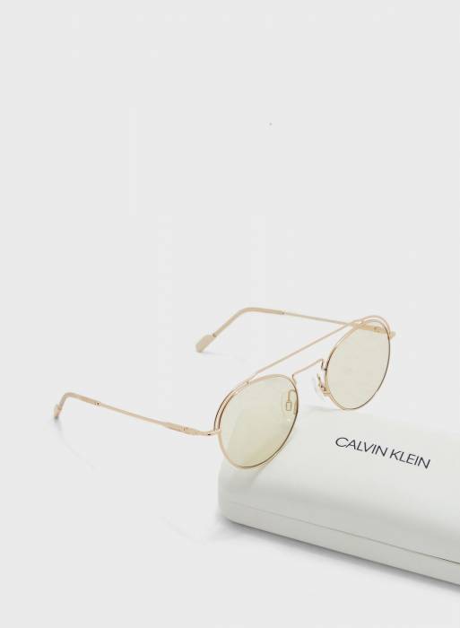 عینک آفتابی زنانه کلوین کلاین طلایی مدل 2082