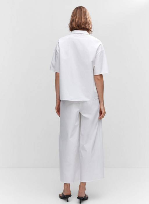 شلوار پارچه ای زنانه مانگو سفید مدل 7208
