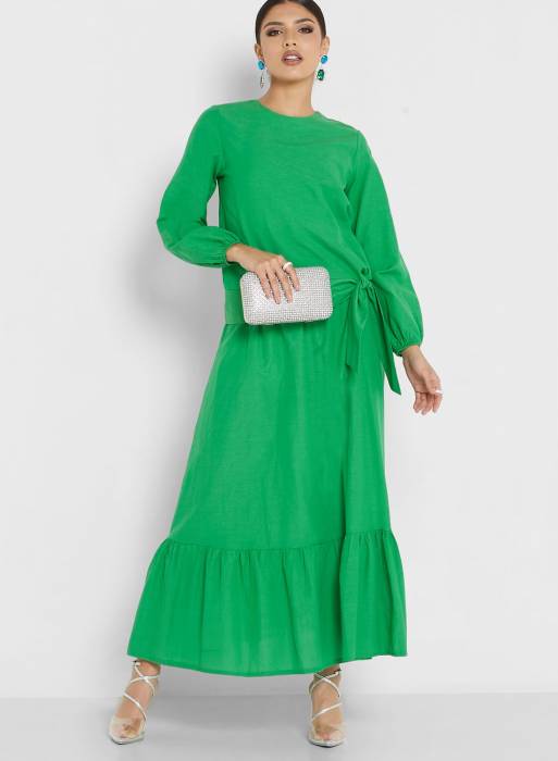لباس شب مجلسی ست دامن سبز برند khizana