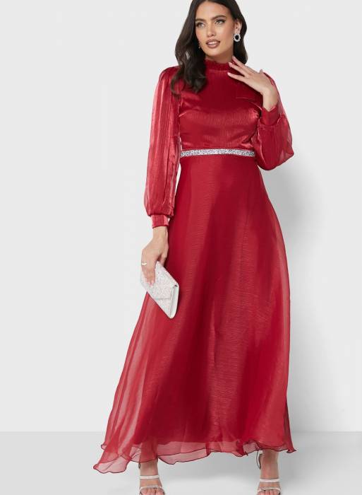 لباس شب مجلسی قرمز برند khizana