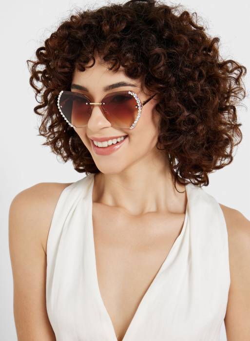 عینک آفتابی زنانه طلایی برند ella مدل 3540