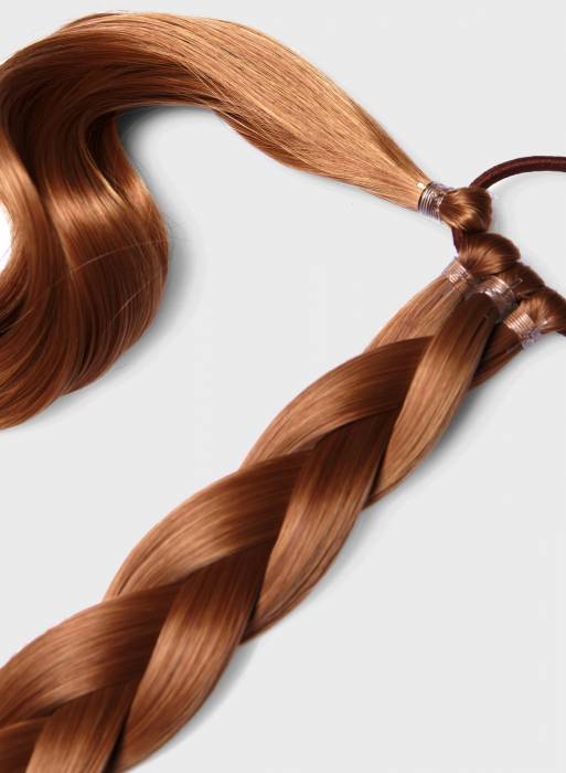 افزون بر حد معمول، بافت مو ۳۴ اینچی ترکیبی از رنگ خرمایی روشن