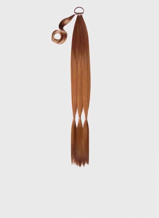 افزون بر حد معمول، بافت مو ۳۴ اینچی ترکیبی از رنگ خرمایی روشن