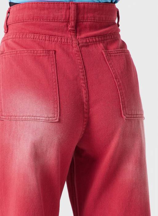شلوار جین زنانه راحت قرمز برند ginger