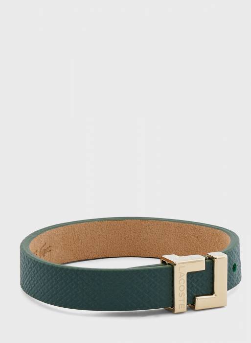 دستبند چرم زنانه لاکوست سبز مدل 9025
