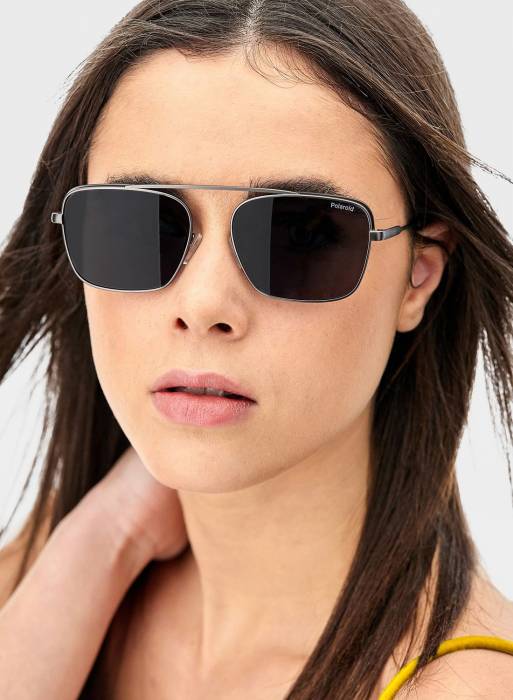 عینک آفتابی زنانه نقره ای برند polaroid