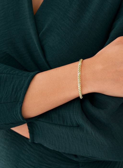 دستبند کلاسیک زنانه فسیل طلایی مدل 2366