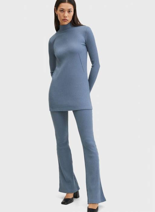 بلوز بلند زنانه مانگو آبی مدل 4043
