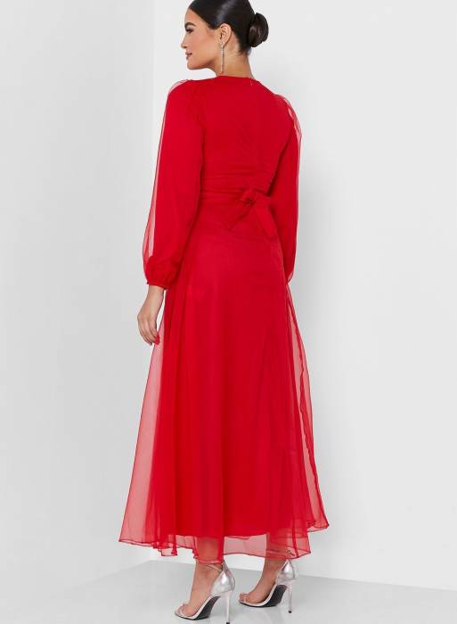 لباس شب مجلسی با کمربند قرمز برند khizana