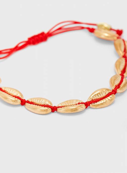 دستبند زنانه پیسز طلایی قرمز