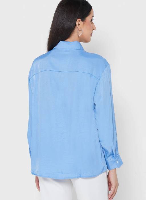 پیراهن زنانه آبی برند ella مدل 9706