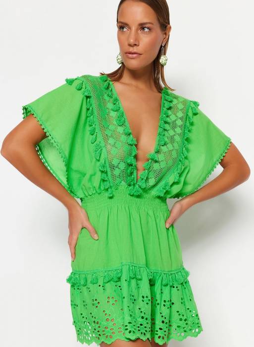 لباس شب مجلسی ترندیول سبز مدل 3254