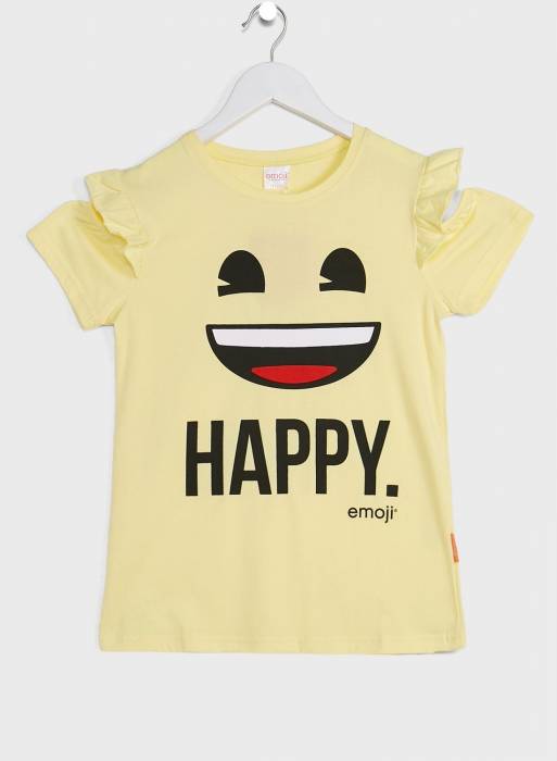 پیراهن بچه گانه دخترانه زرد برند emoji