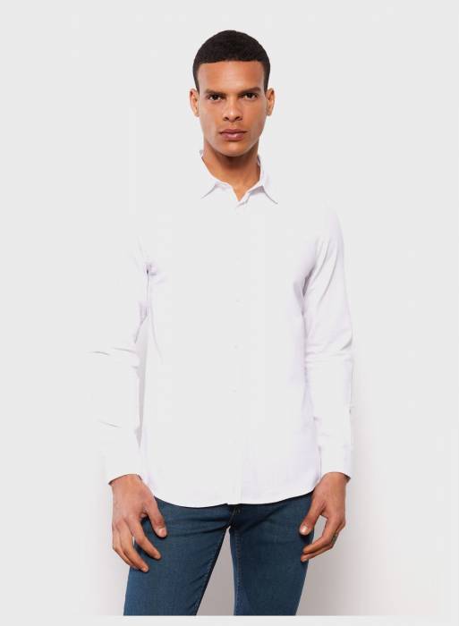 پیراهن اسلیم فیت مردانه ال سی وایکیکی سفید مدل 1236